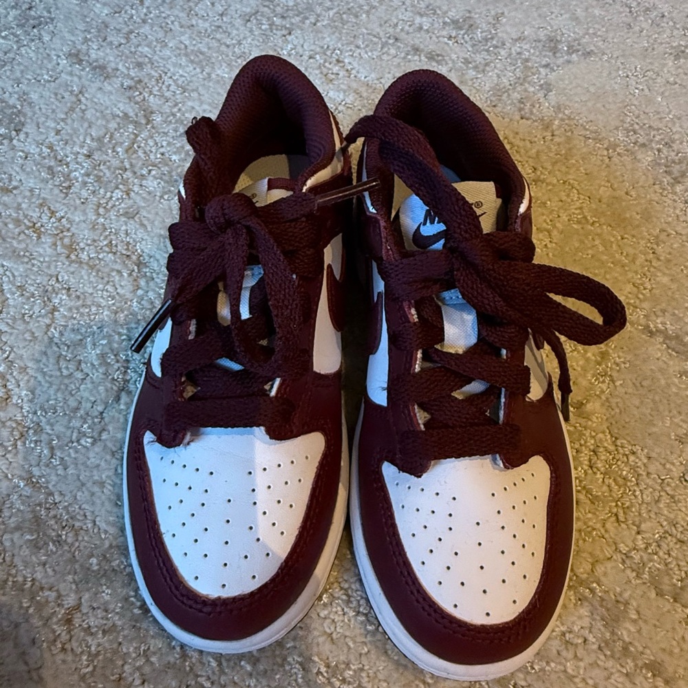 Nike Kids Burgundy and White Sneakers